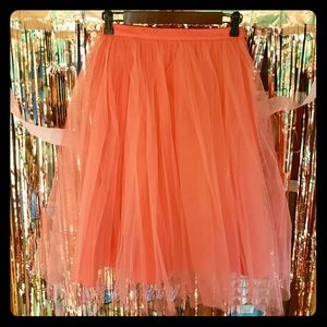 Peach Pink FANFARONADA tulle Skirt waist 26 XS spring summer bridal fairy tutu